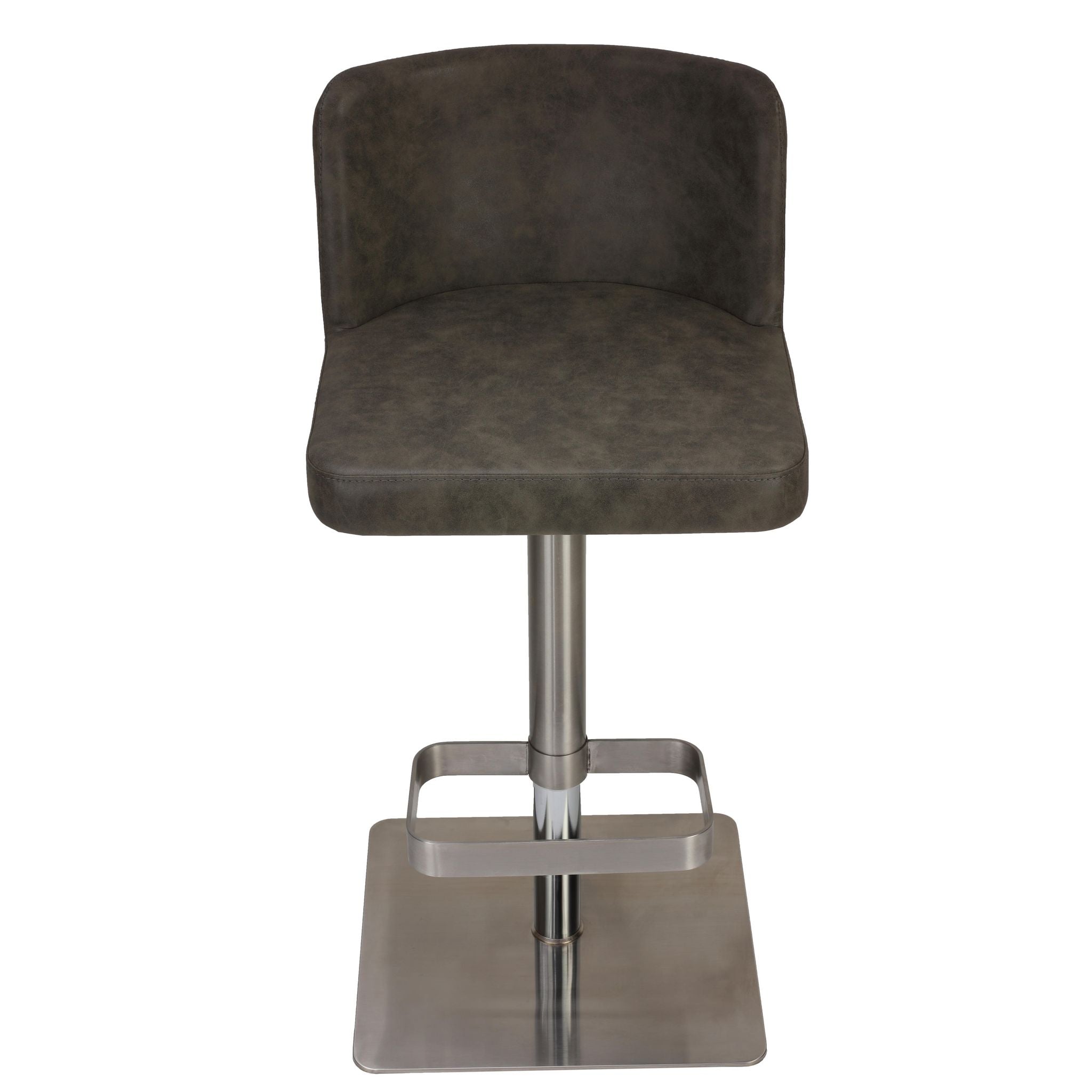 Hercules Adjustable Swivel Barstool in Brushed Stainless Steel with Heavy Solid Base, Retro Grey