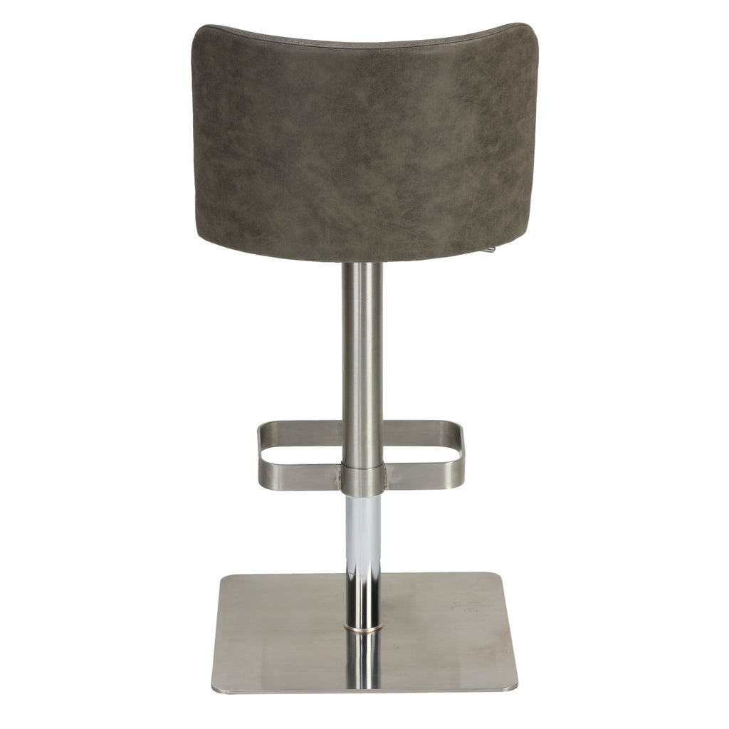 Hercules Adjustable Swivel Barstool in Brushed Stainless Steel with Heavy Solid Base, Retro Grey