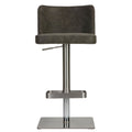Hercules Adjustable Swivel Barstool in Brushed Stainless Steel with Heavy Solid Base, Retro Grey