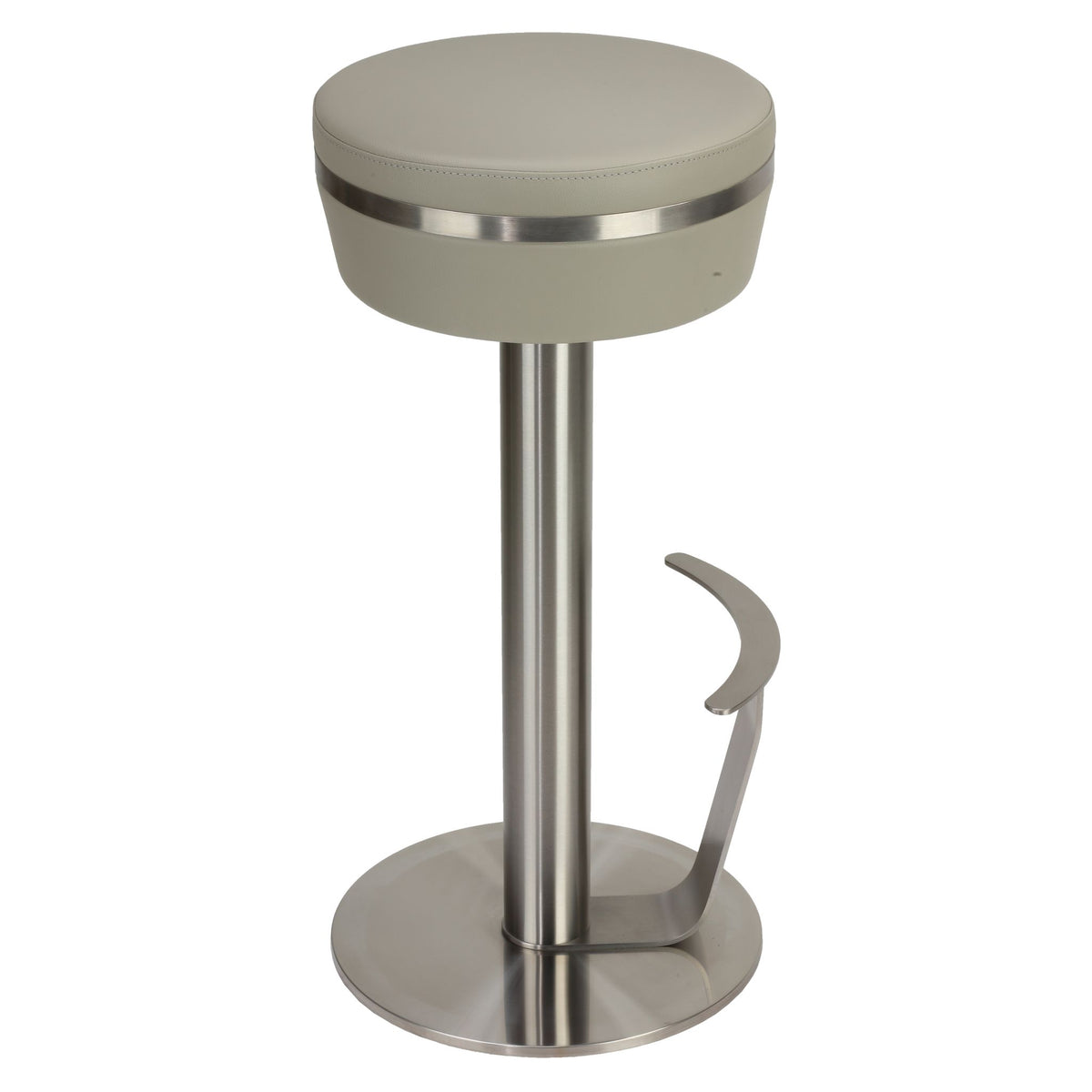 Hera Swivel Bar Height Stool in Heavy Stainless Steel, Light Grey