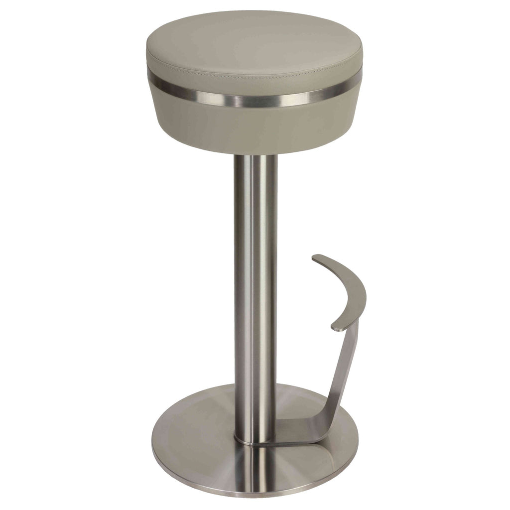 Hera Swivel Bar Height Stool in Heavy Stainless Steel, Light Grey