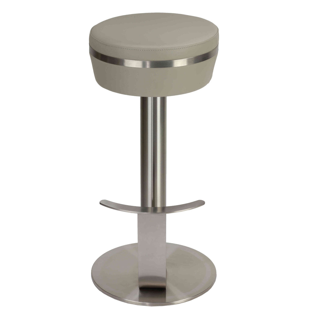 Hera Swivel Bar Height Stool in Heavy Stainless Steel, Light Grey
