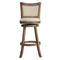 Marko Bar Stool Beige Fabric Swivel Seat with Padded Back, 29" Seat