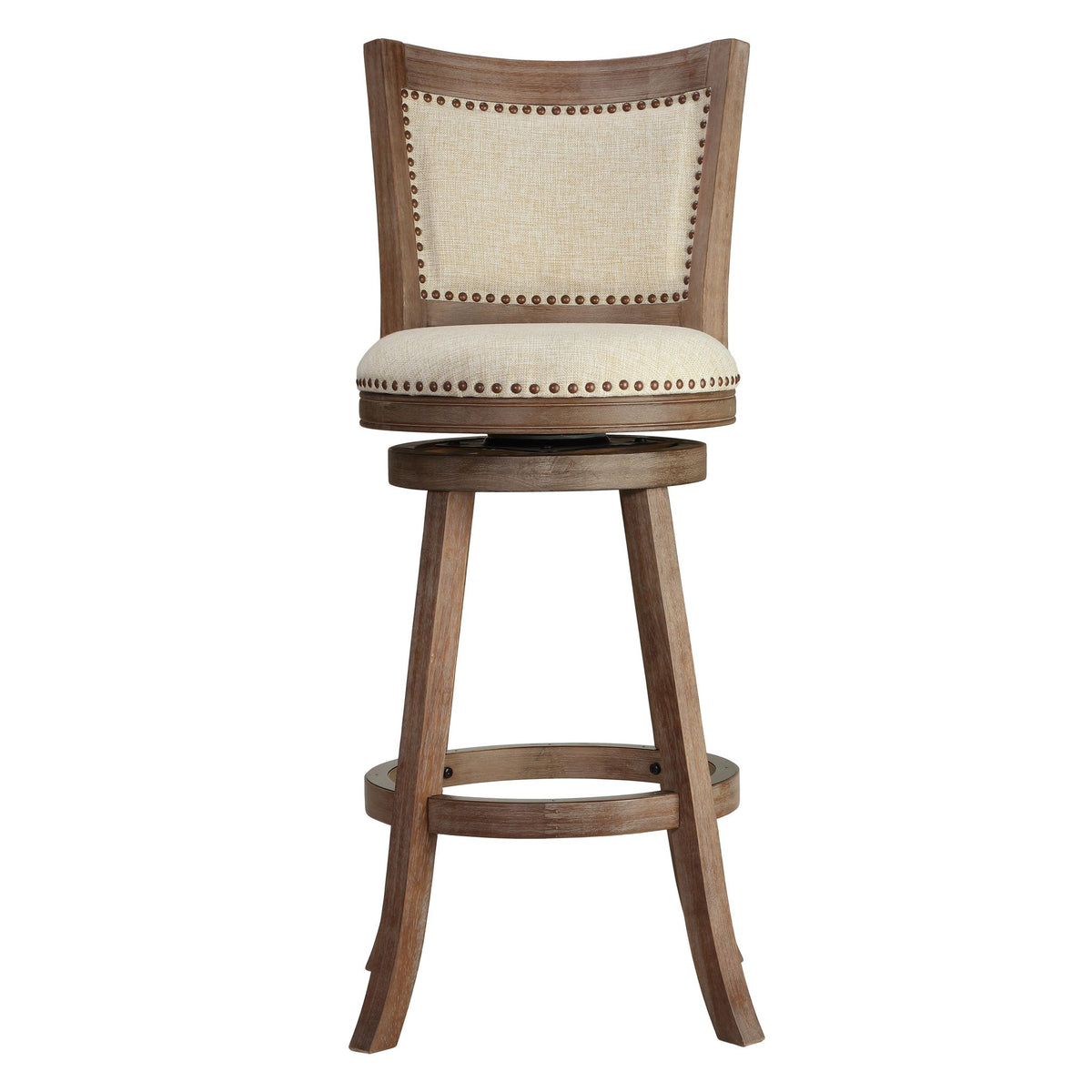 Marko Bar Stool Beige Fabric Swivel Seat with Padded Back, 29" Seat