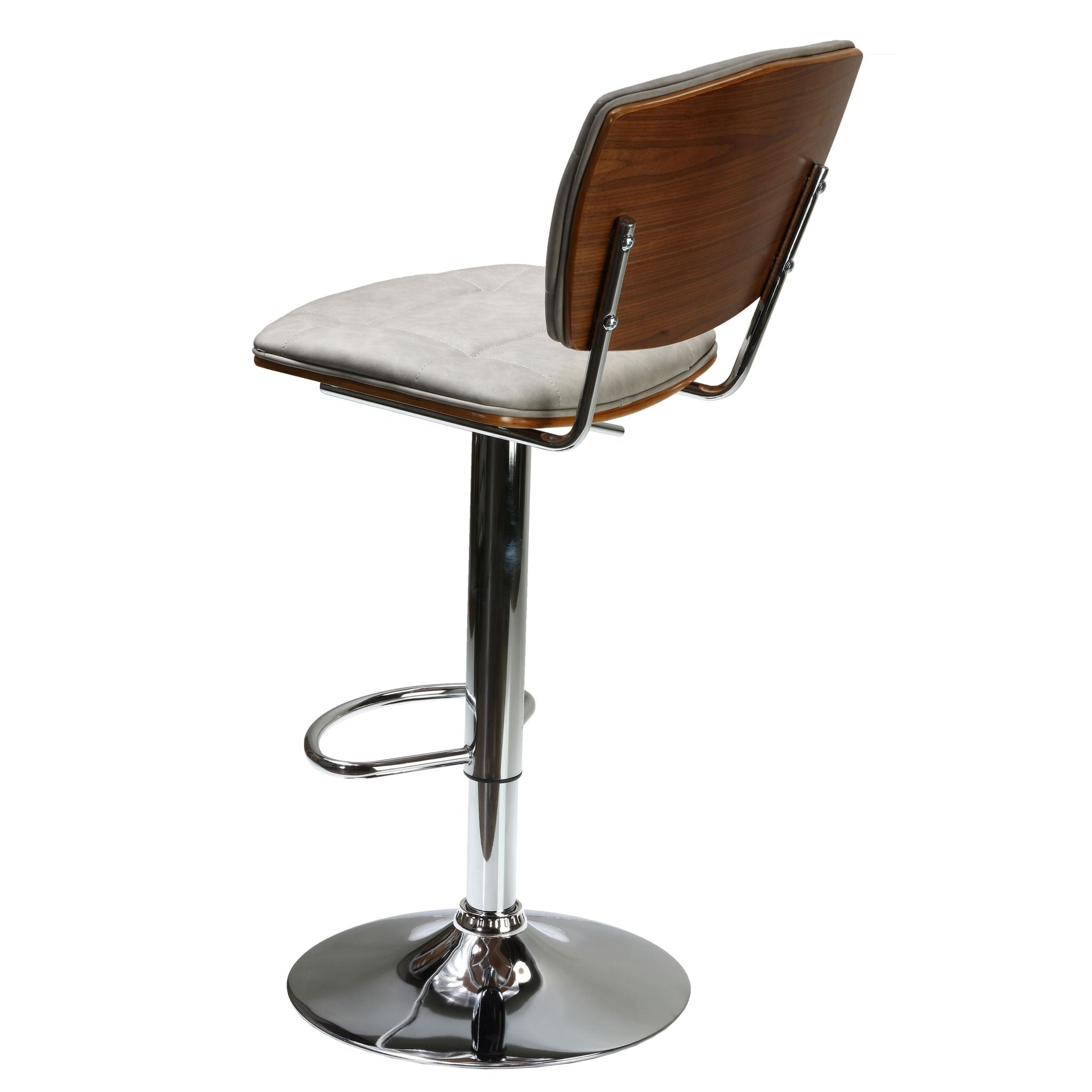 Carmen Adjustable Barstool or Counterstool, Antique Grey and Walnut Veneer