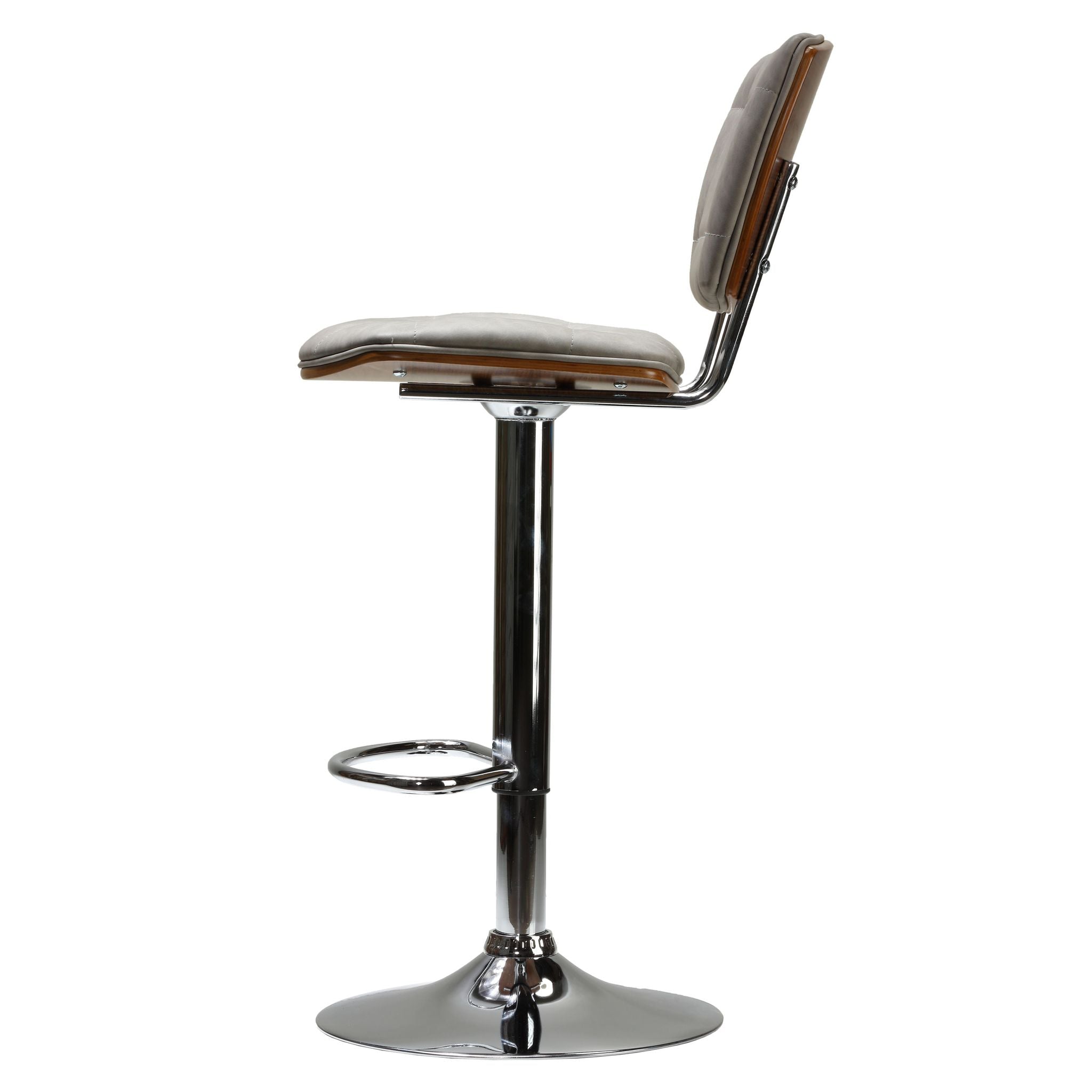 Carmen Adjustable Barstool or Counterstool, Antique Grey and Walnut Veneer
