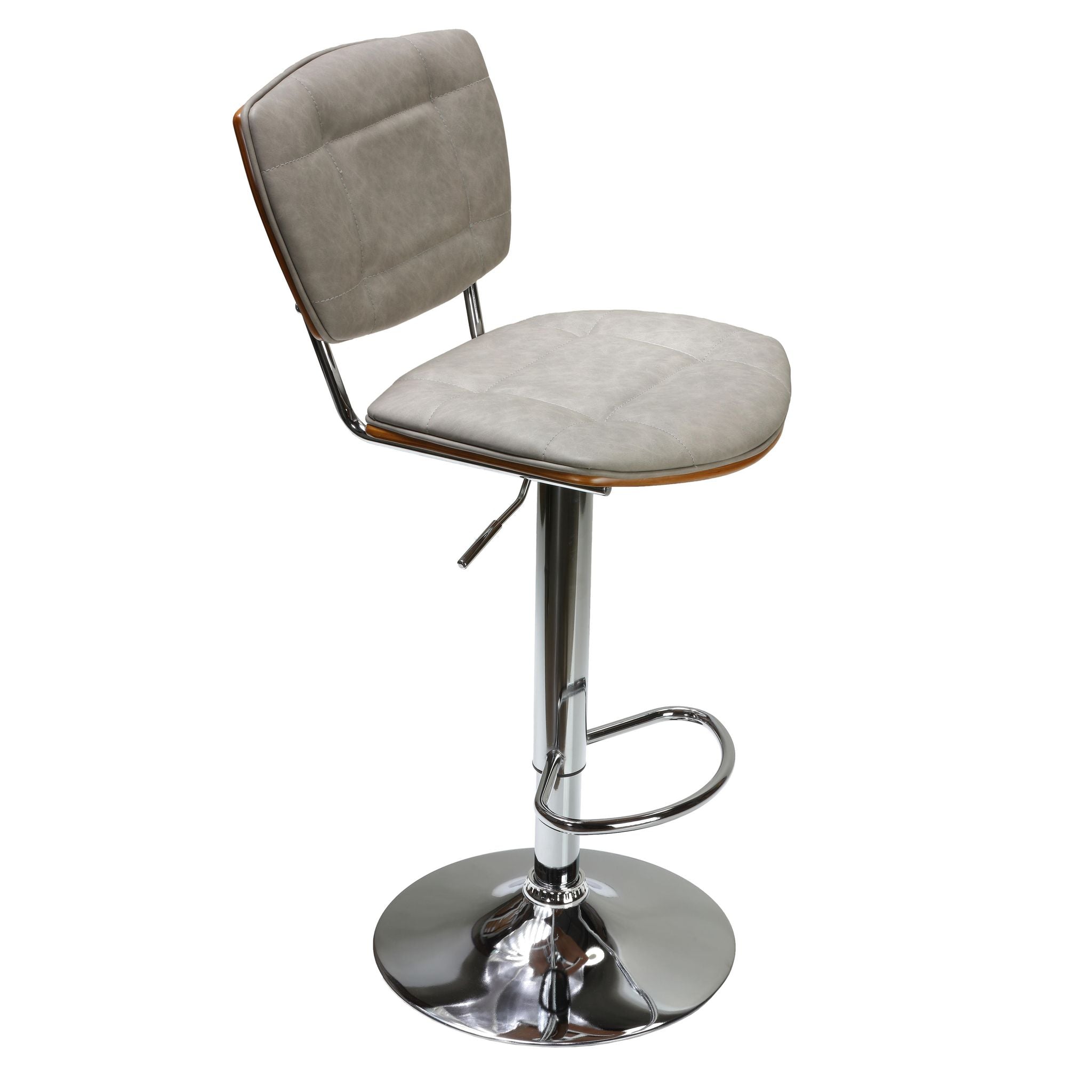 Carmen Adjustable Barstool or Counterstool, Antique Grey and Walnut Veneer
