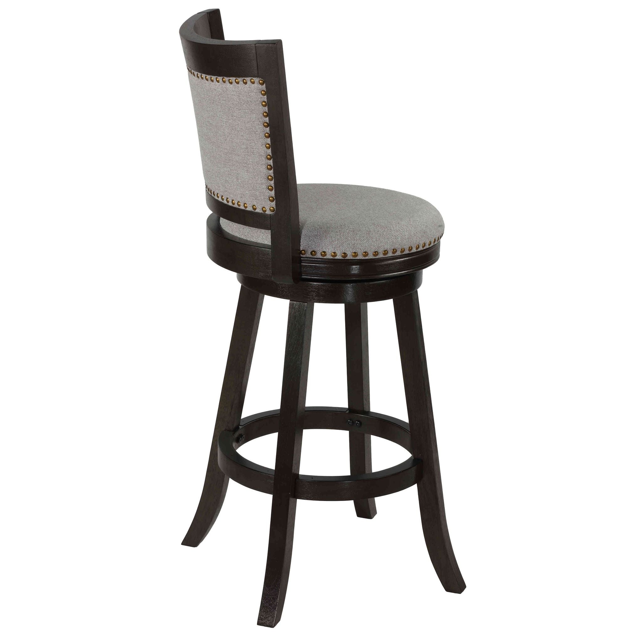 Ferne Solid Wood Swivel Barstool, 29" Gray Fabric
