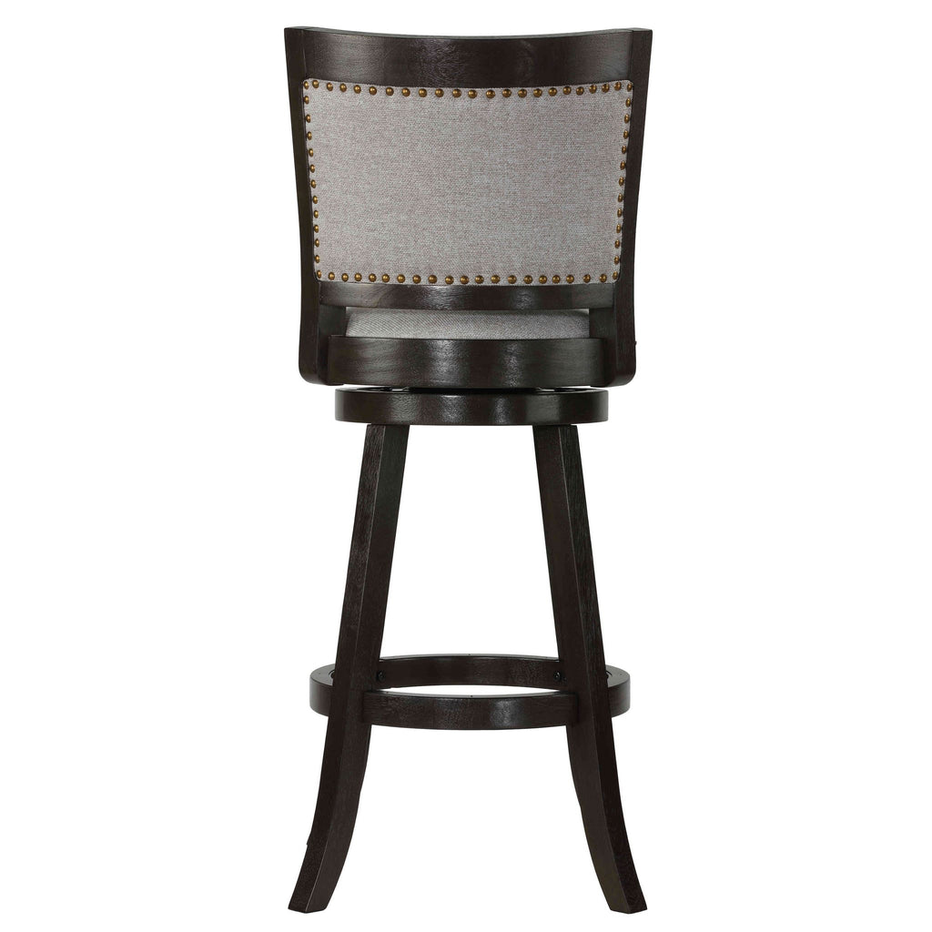 Ferne Solid Wood Swivel Barstool, 29" Gray Fabric