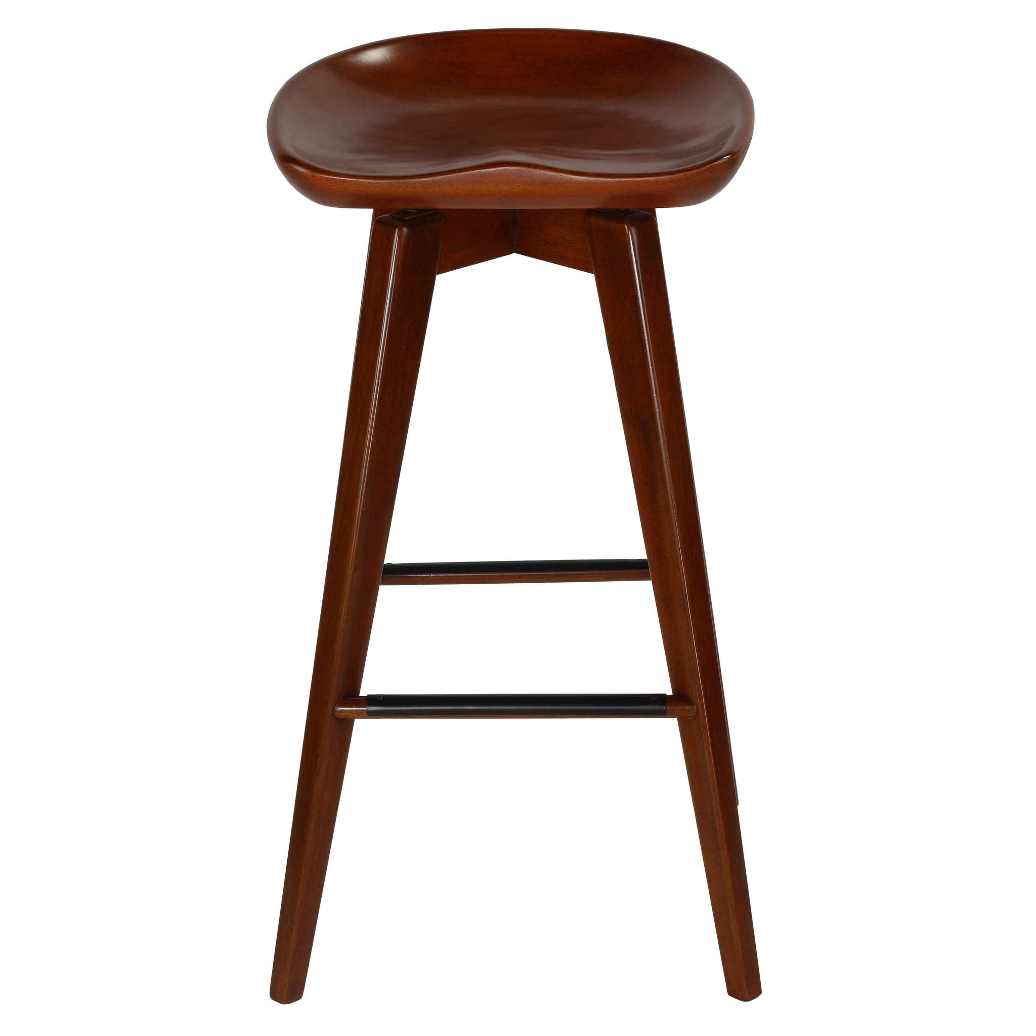 Cortesi Home Tiwi Backless Swivel Barstool in Solid Wood, 29" Walnut