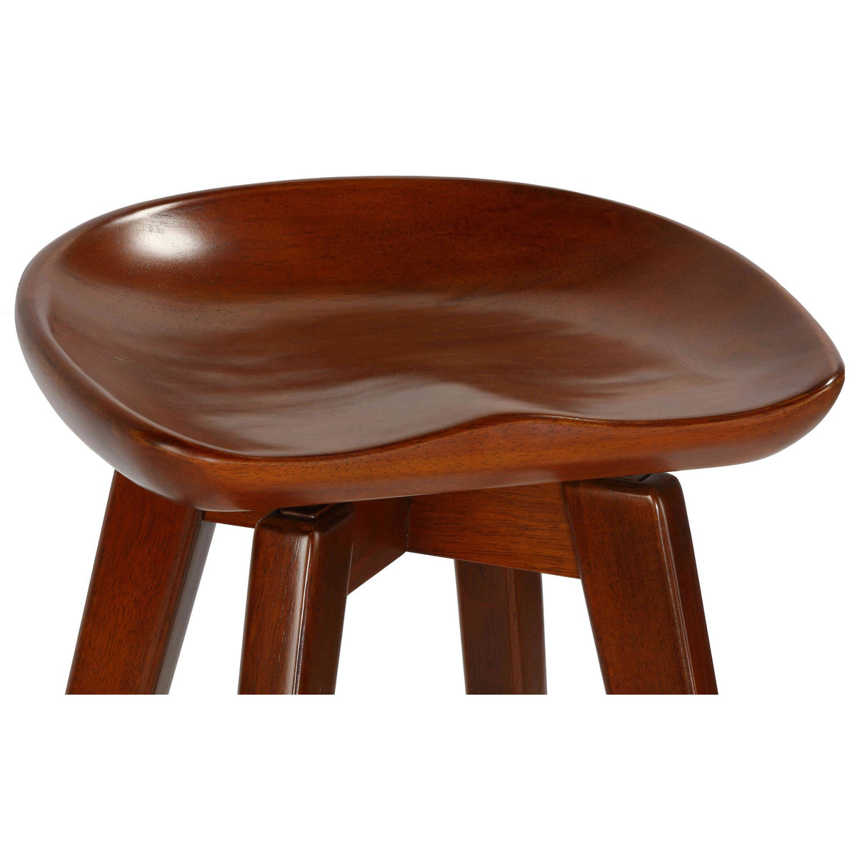 Cortesi Home Tiwi Backless Swivel Barstool in Solid Wood, 29" Walnut