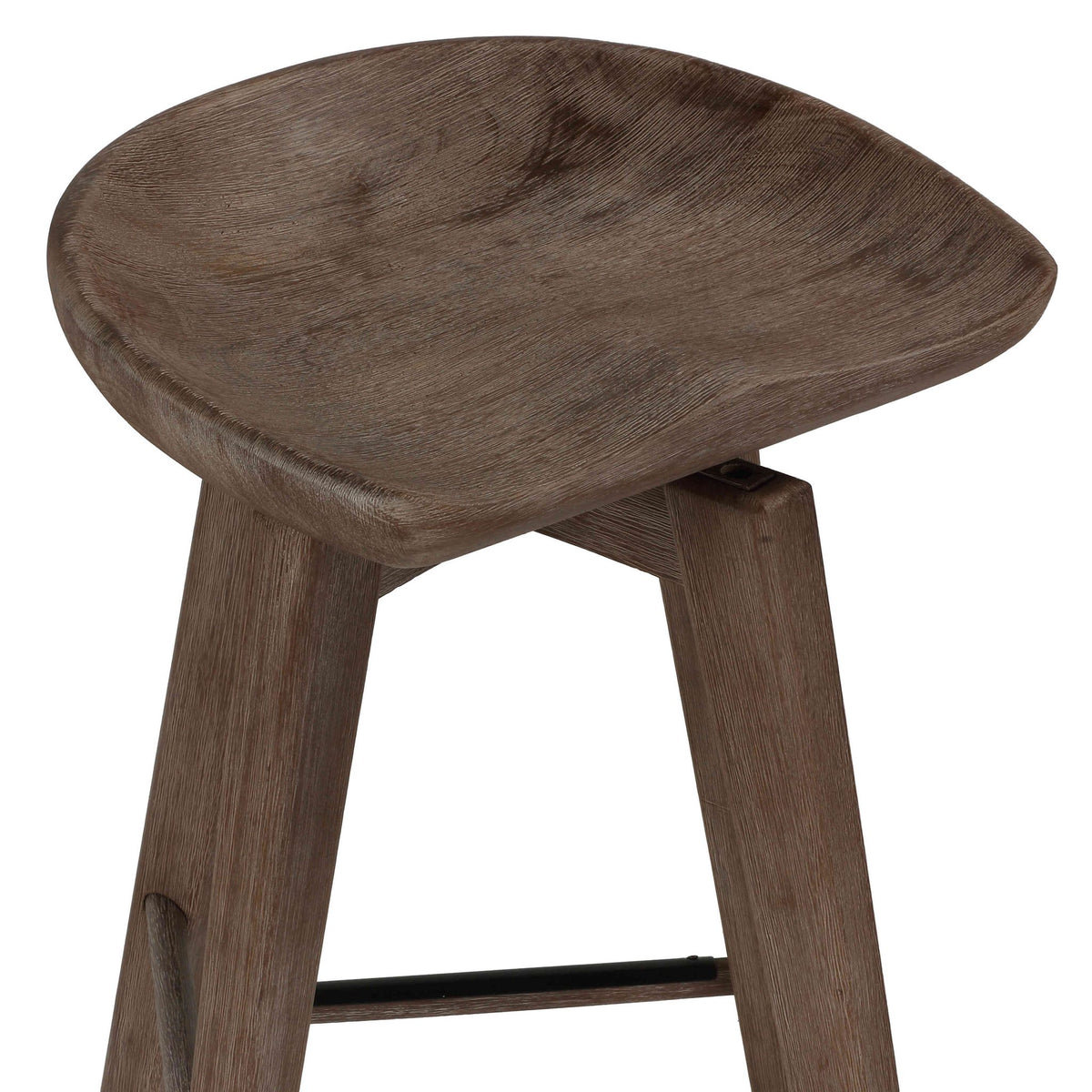Tiwi Backless Swivel BarStool in Solid Wood, 29" Whitewash Gray