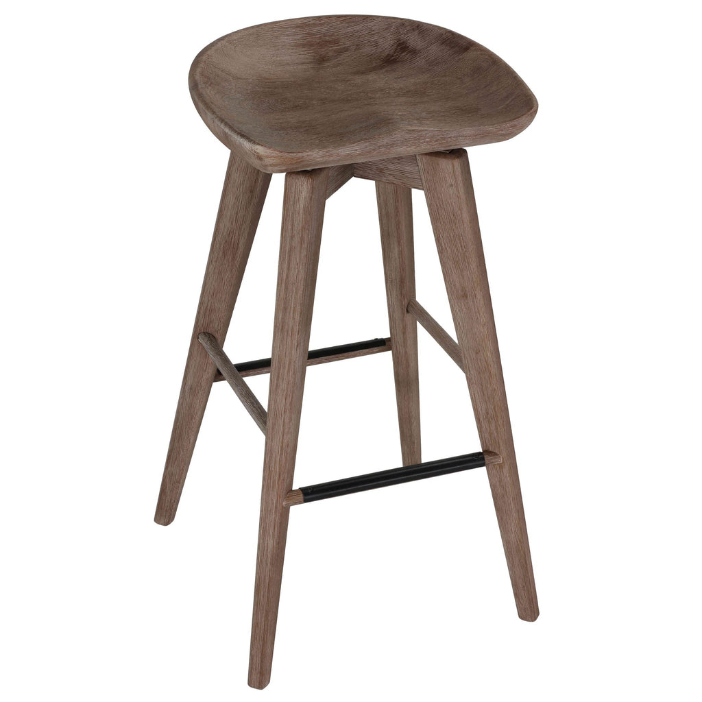 Tiwi Backless Swivel BarStool in Solid Wood, 29" Whitewash Gray
