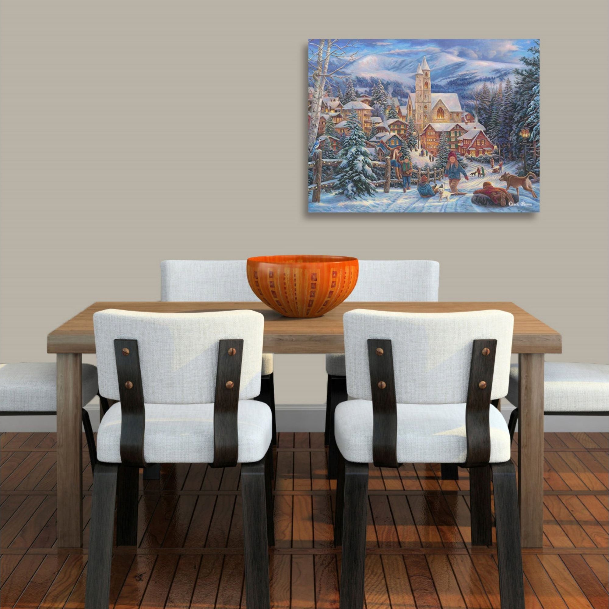Cortesi Home 'Sledding to Town' by Chuck Pinson, Canvas Wall Art,26x34