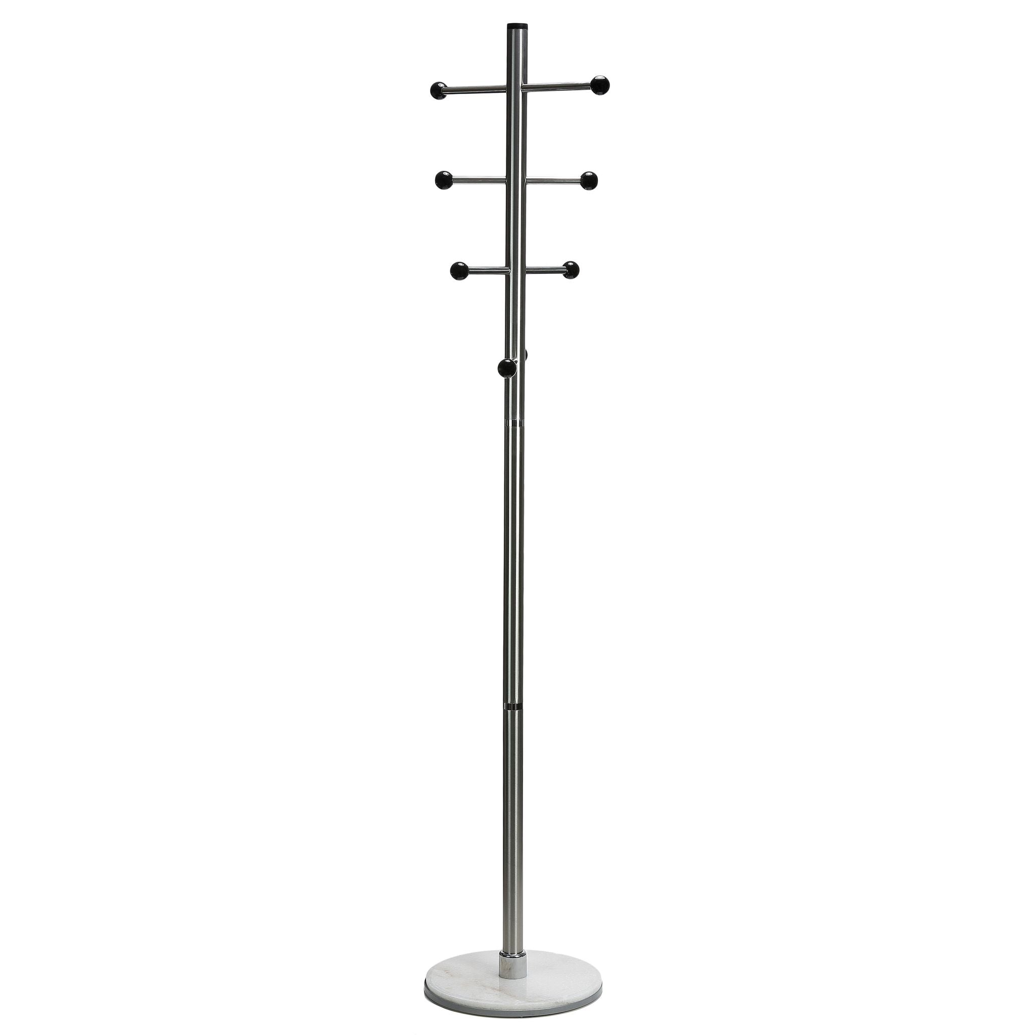 Antenna Black Six Foot Chrome and Wood Coat Rack, Light Marble
