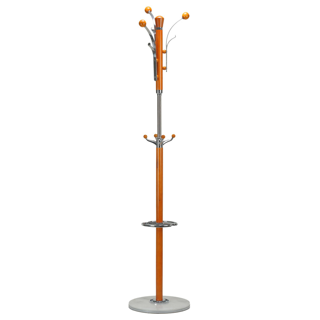 Alpine Light  Chrome and Natural Wood Coat Rack, Light Marble