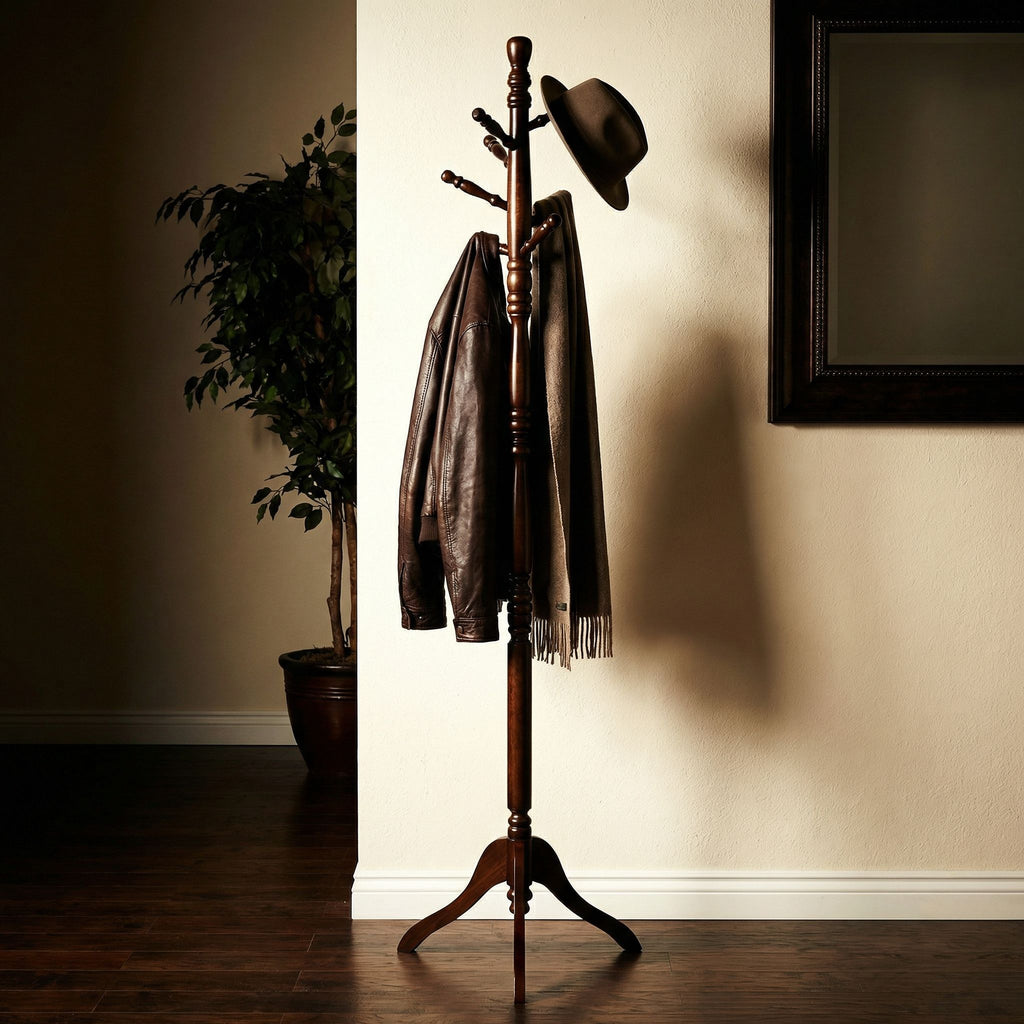 Ross Wooden Swivel Coat Rack, Walnut