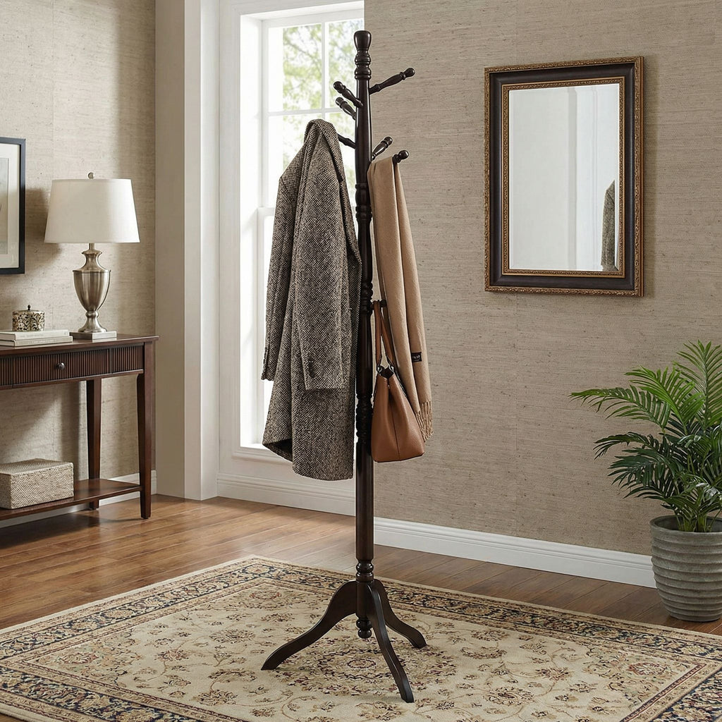 Ross Wooden Swivel Coat Rack, Walnut