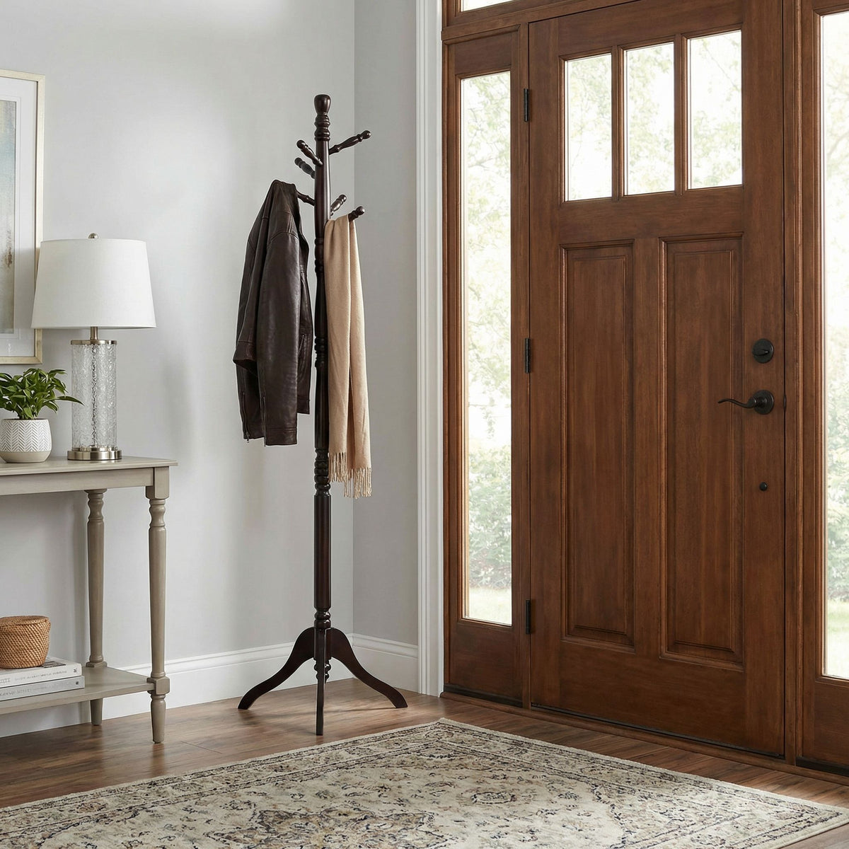 Ross Wooden Swivel Coat Rack, Walnut