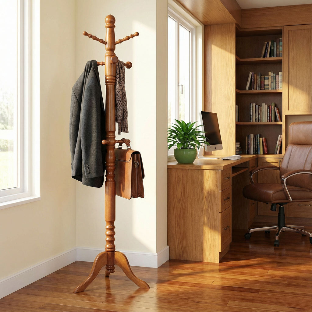 Rachel Wooden Swivel Coat Rack, Oak