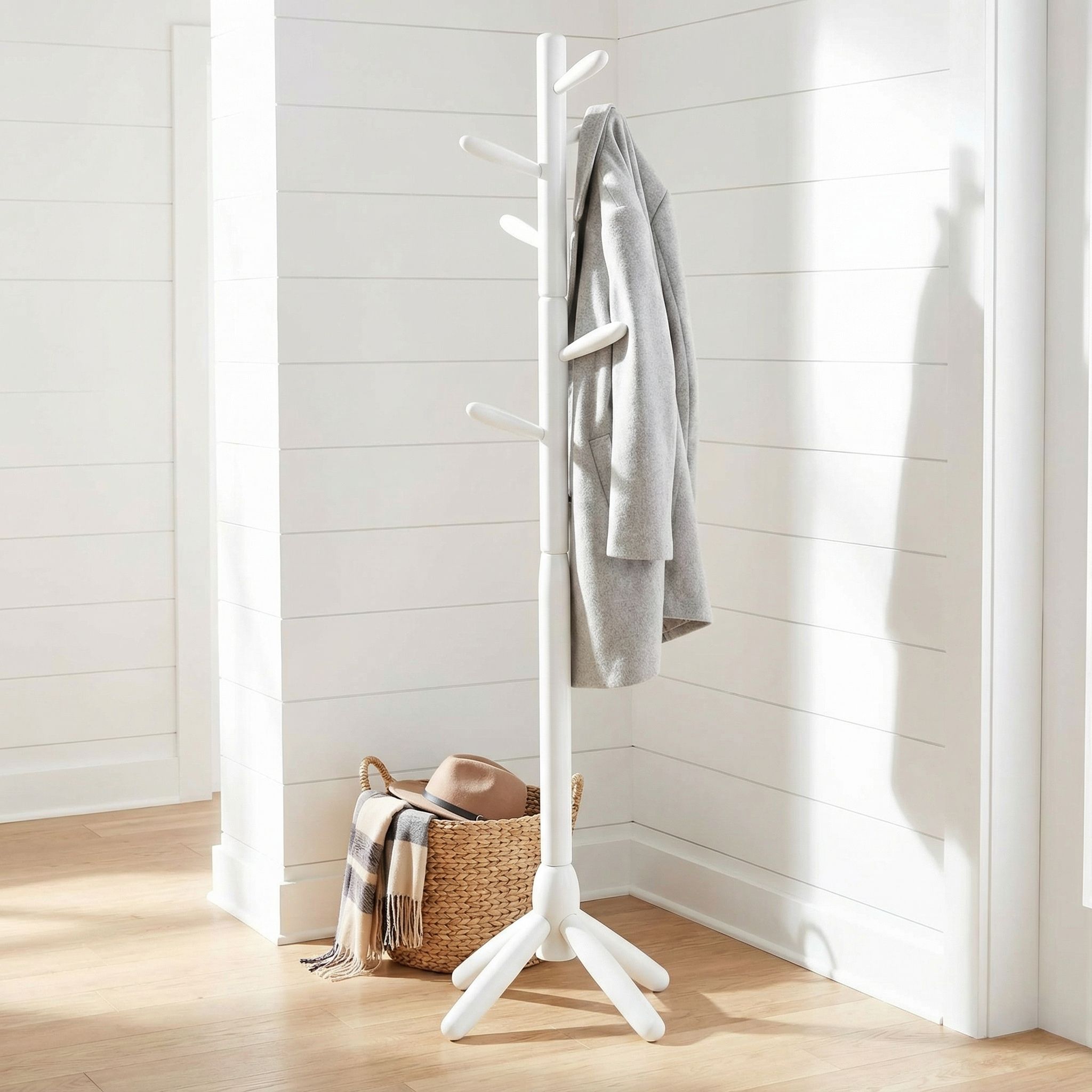Chandler Wooden Coat Rack, White