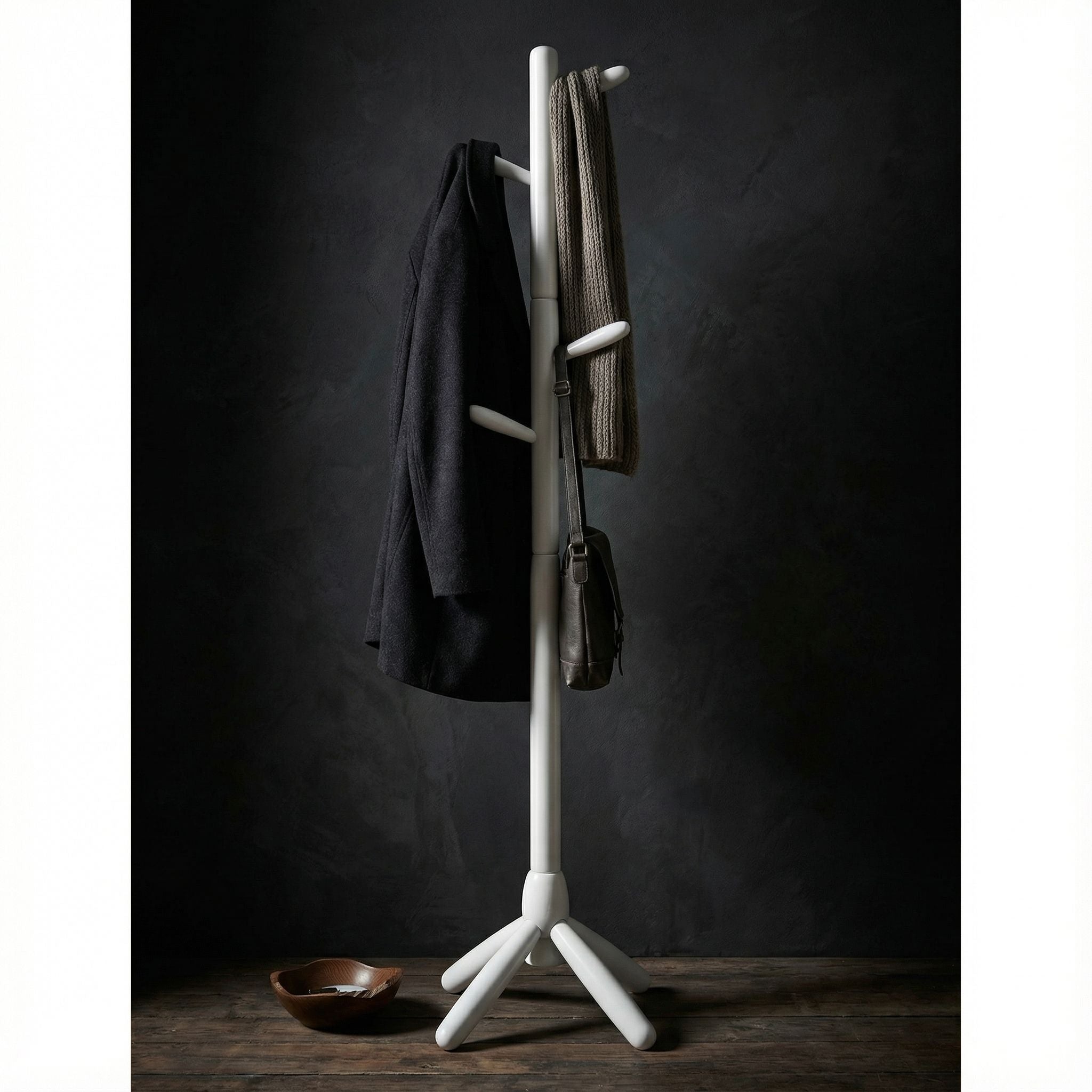 Chandler Wooden Coat Rack, White
