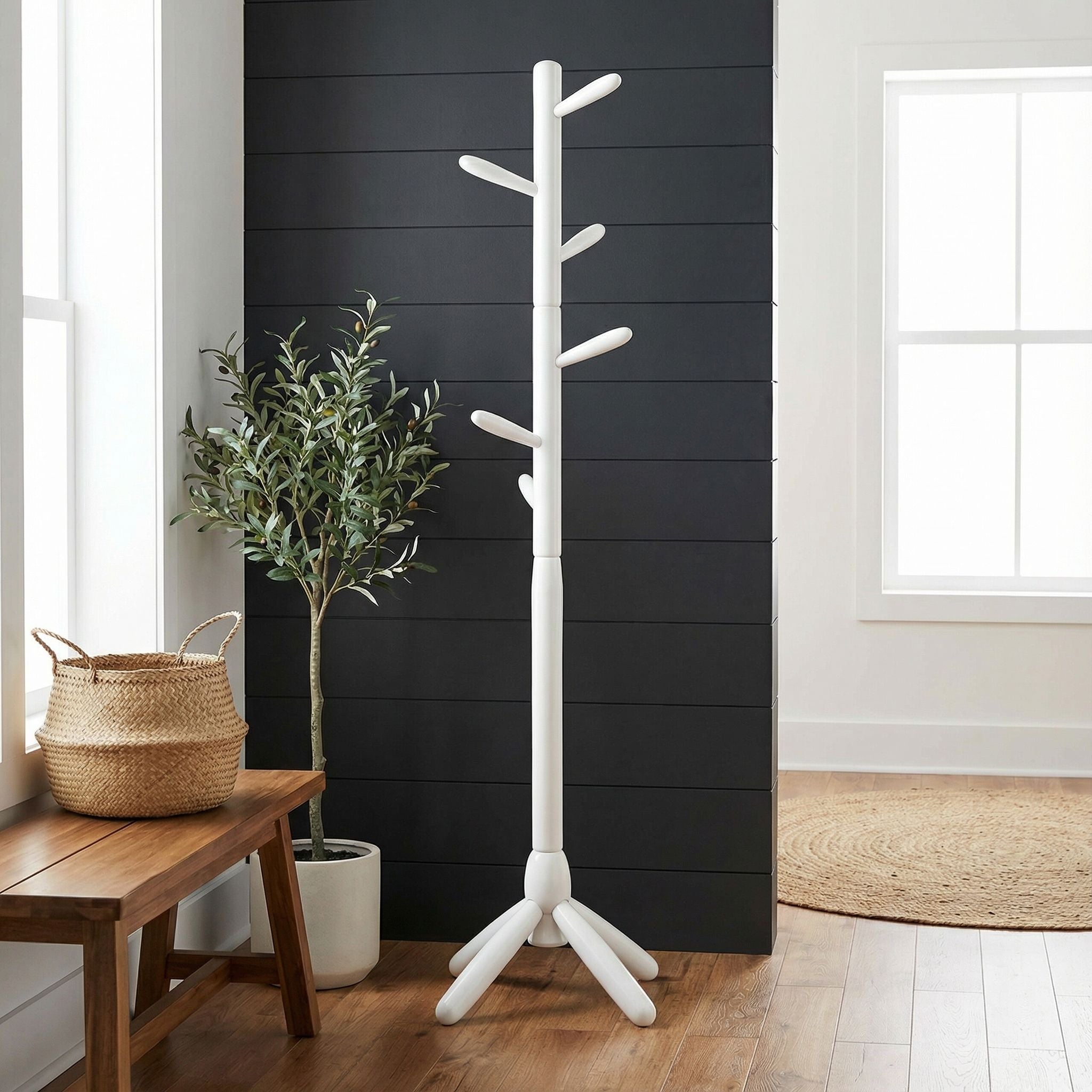 Chandler Wooden Coat Rack, White