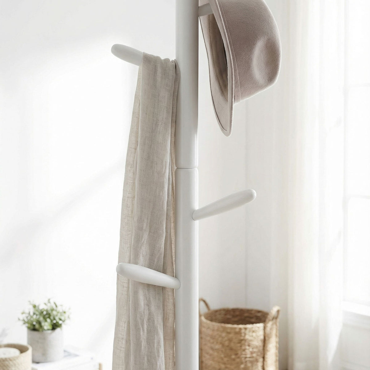 Chandler Wooden Coat Rack, White