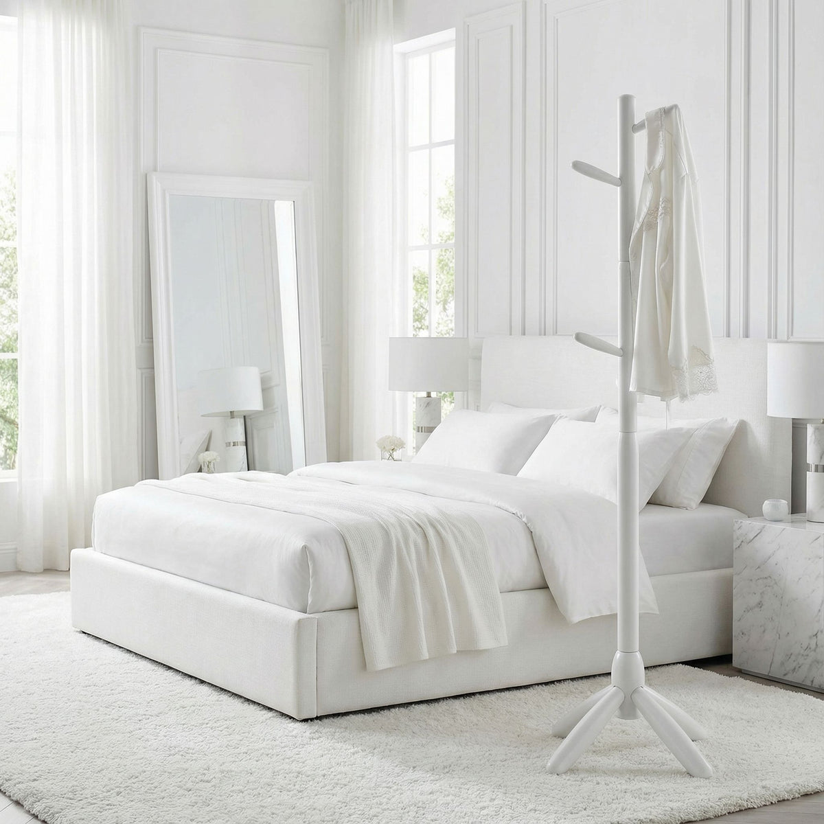 Chandler Wooden Coat Rack, White