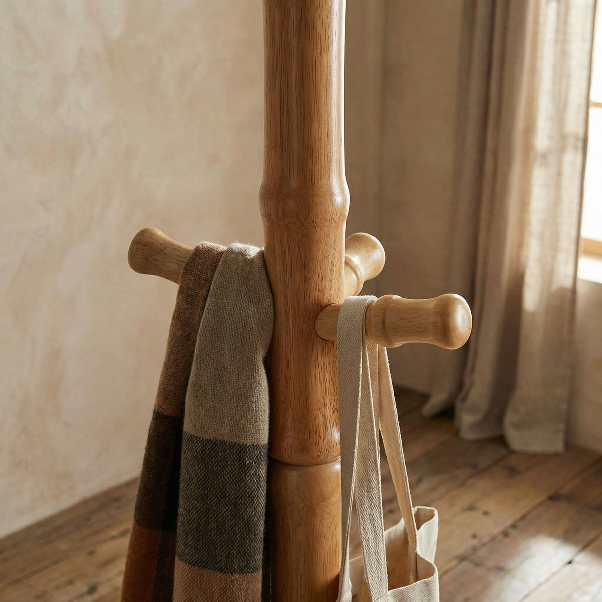 Monica Wooden Coat Rack, Natural