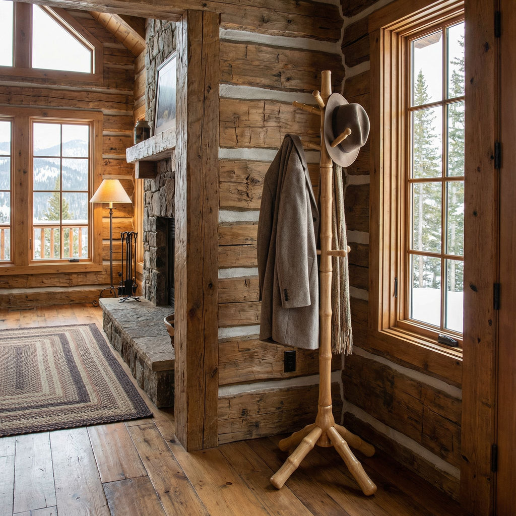 Monica Wooden Coat Rack, Natural