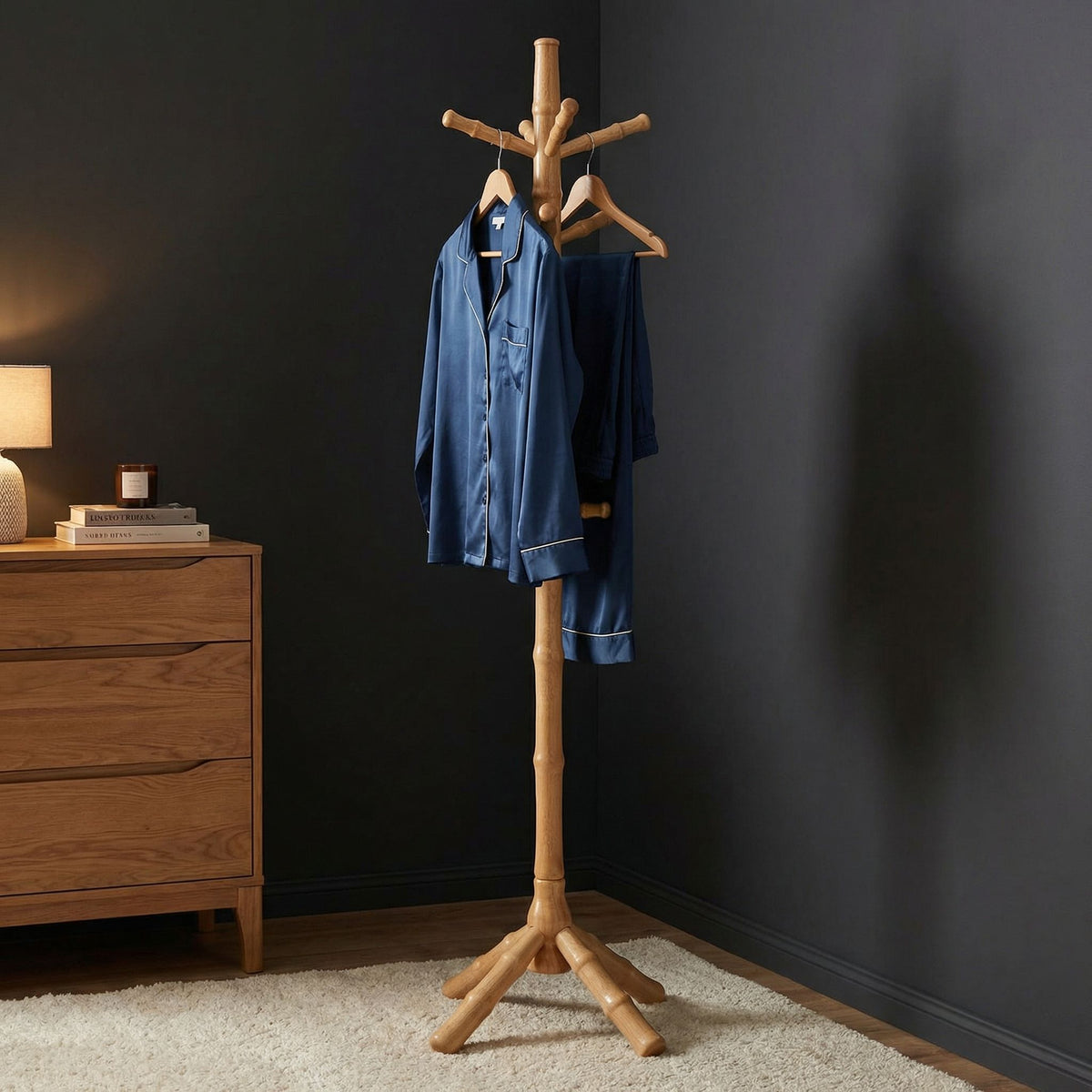 Monica Wooden Coat Rack, Natural