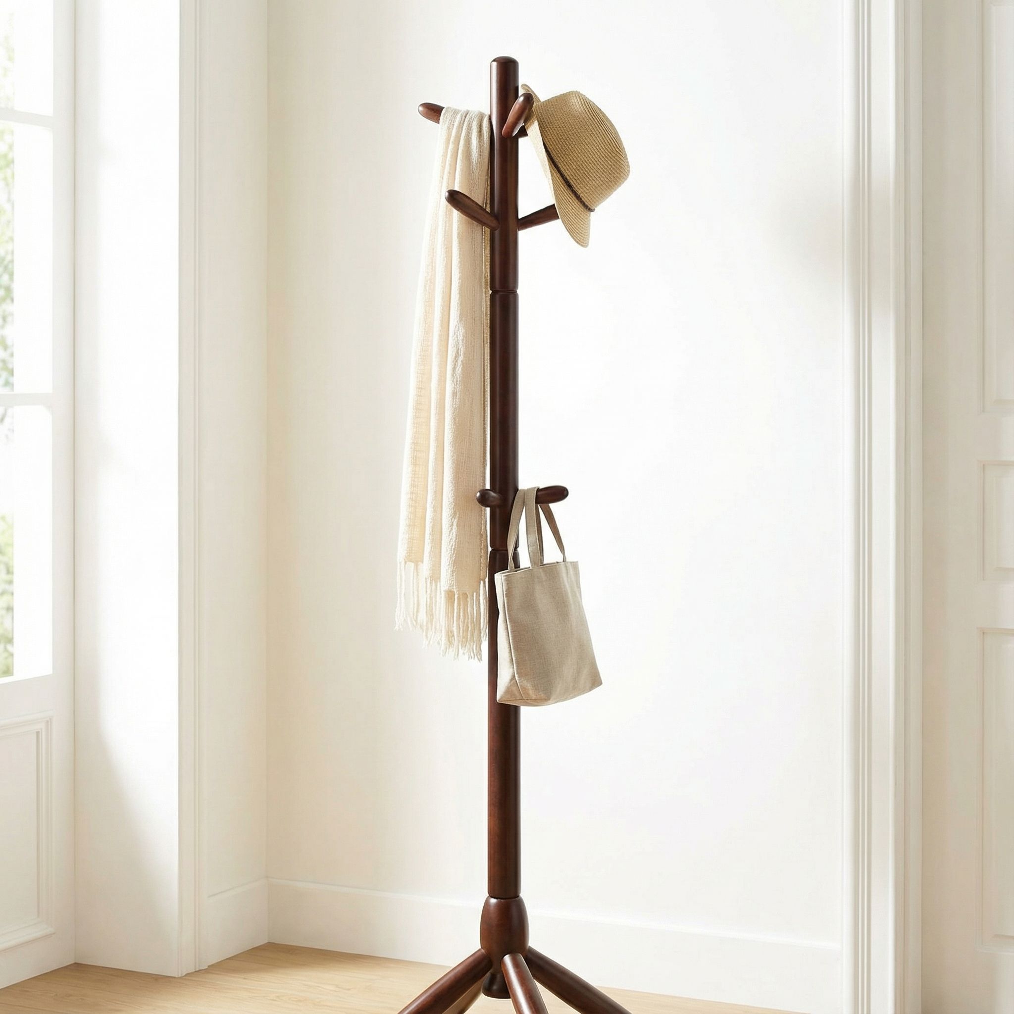 Phoebe Wooden Coat Rack, Mahogany
