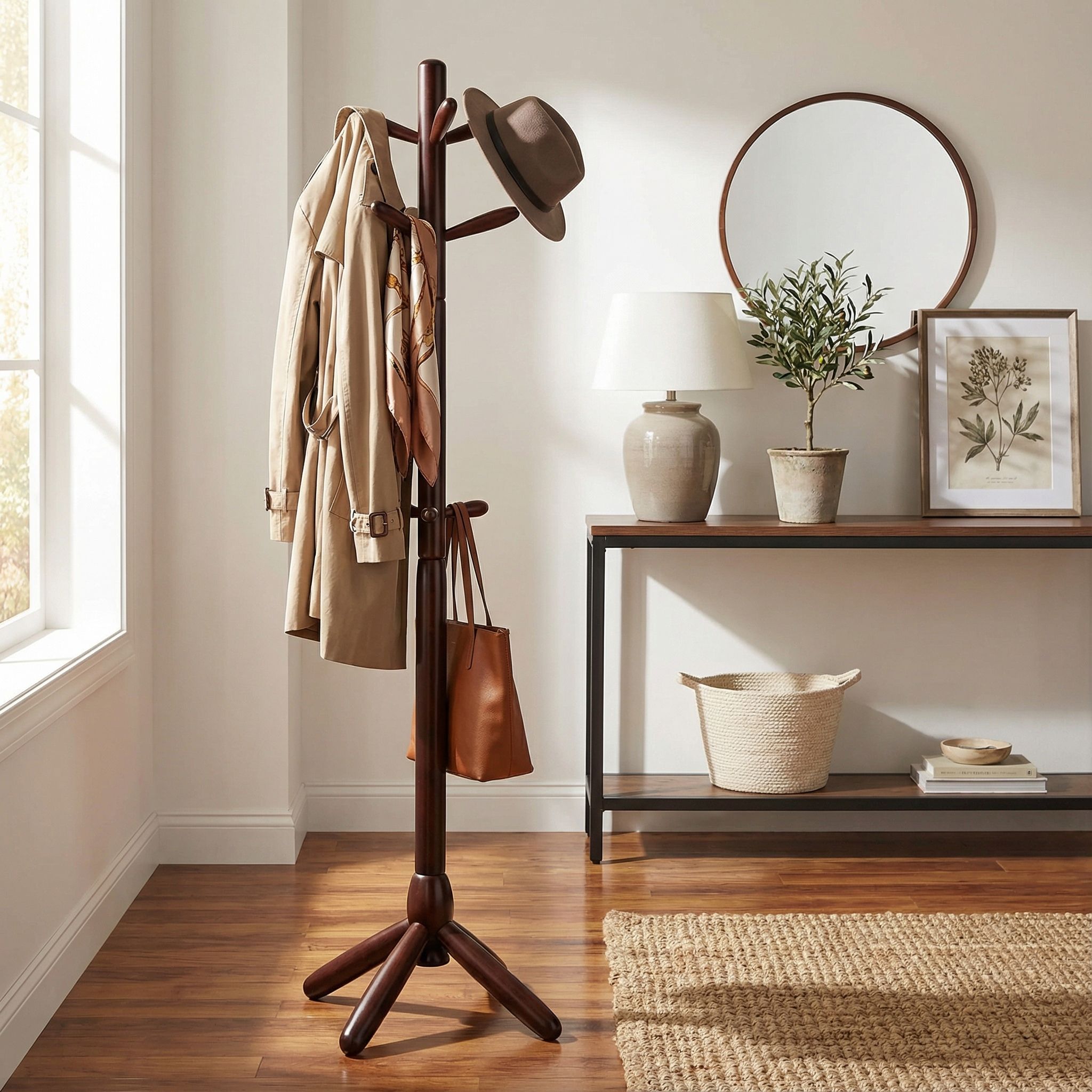 Phoebe Wooden Coat Rack, Mahogany