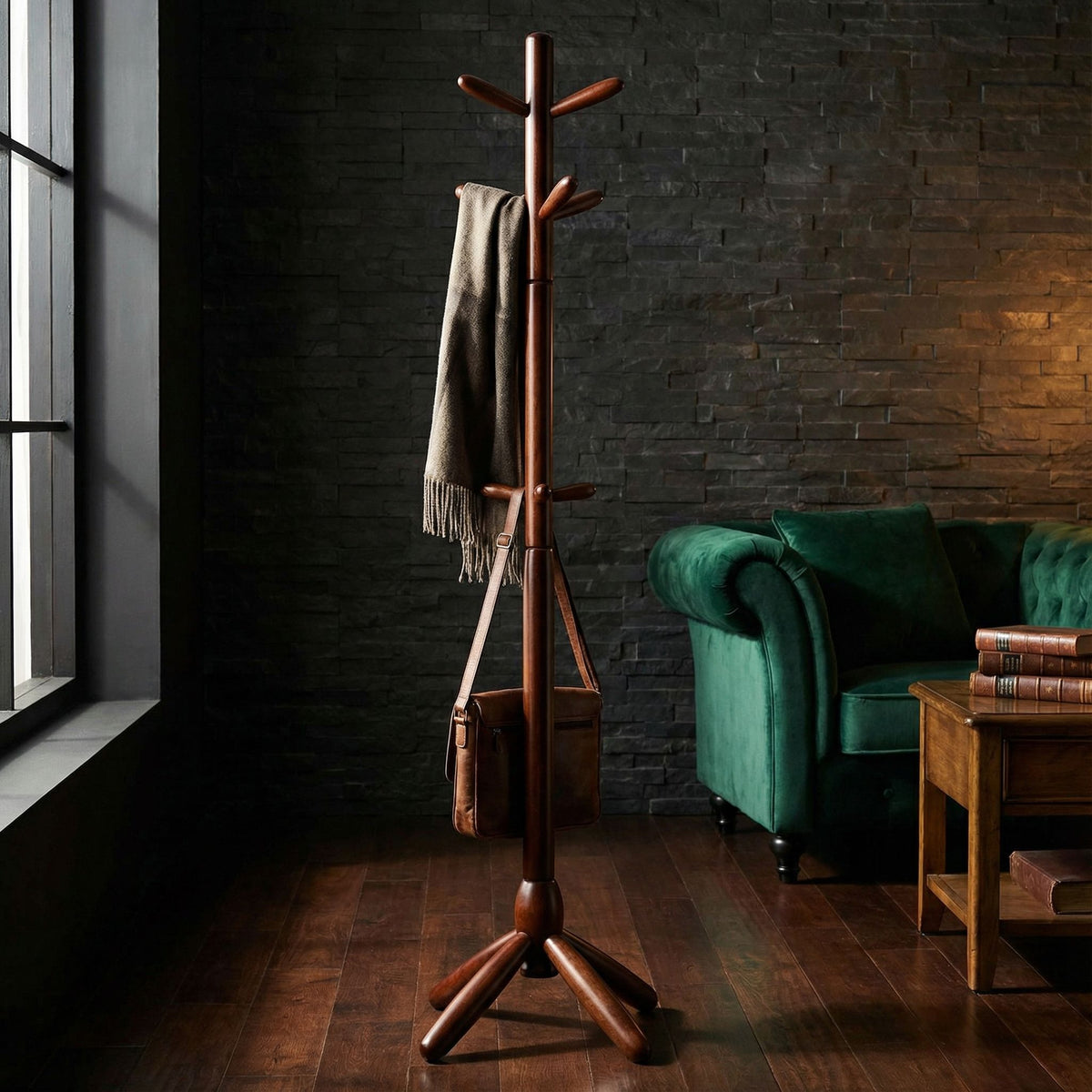 Phoebe Wooden Coat Rack, Mahogany