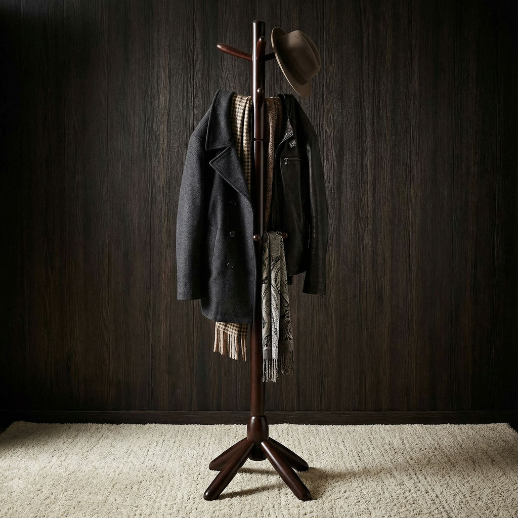 Phoebe Wooden Coat Rack, Mahogany