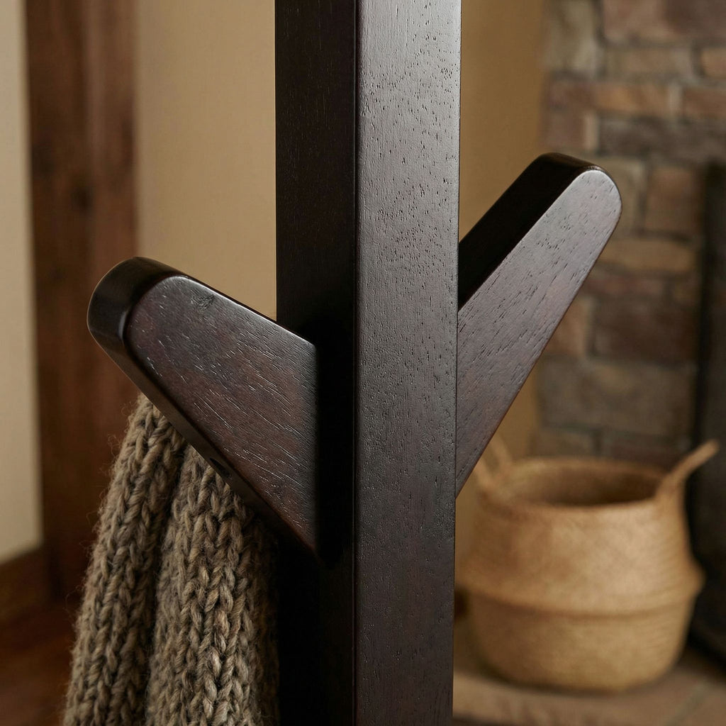 Gunther Wooden Coat Rack Tree, Dark Espresso 8 hooks