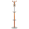 Octopus Contemporary Six Foot Chrome and Natural Wood Coat Rack, Light Marble