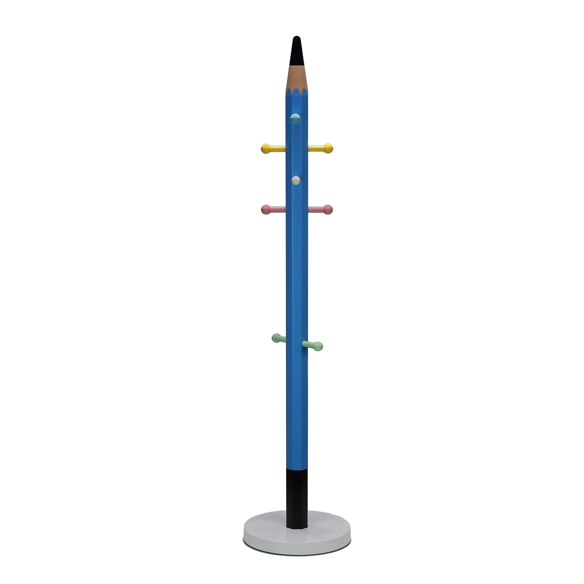 Cortesi Home Monster Blue Pencil Kids Coat Rack Tree with Marble Base