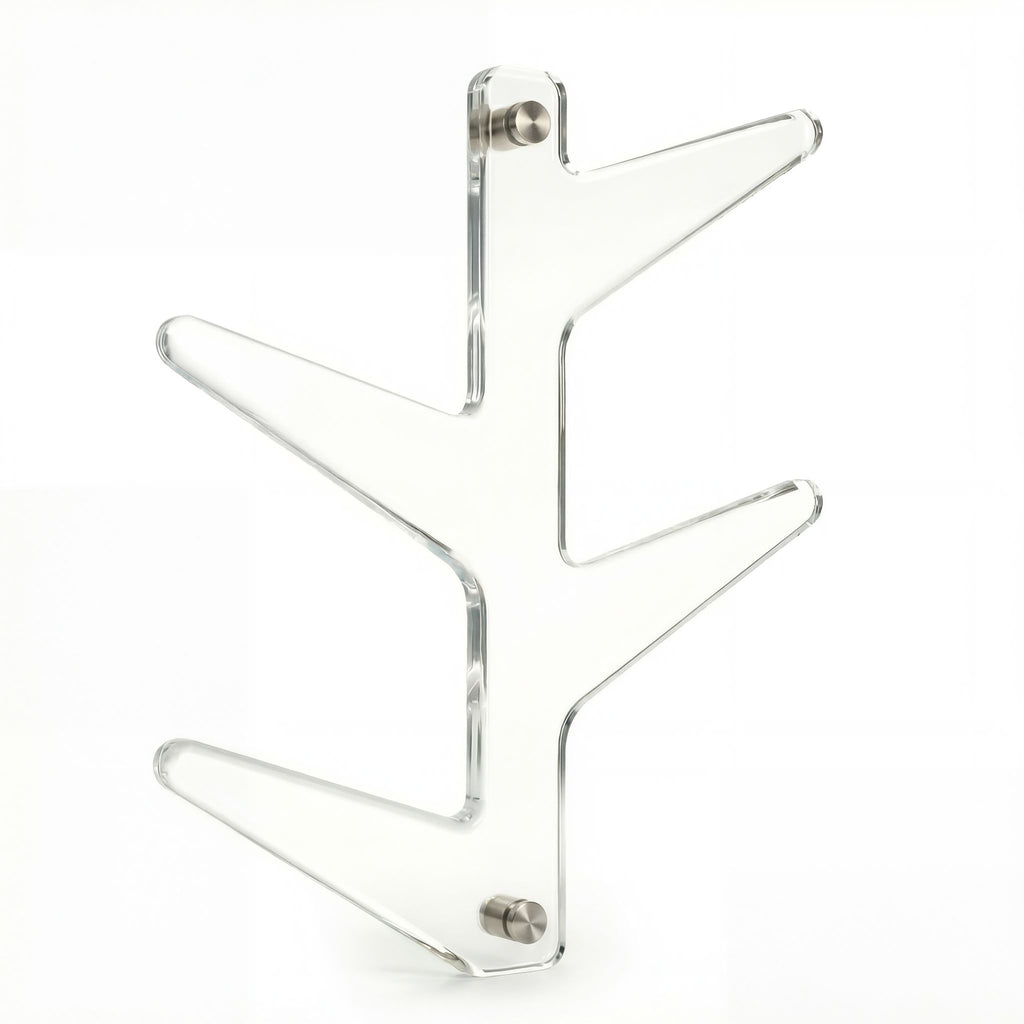 Cortesi Home Space Saver Clear Acrylic Wall Mounted 4 Hook Hanging Storage Organizer Coat Rack, Brushed Nickel