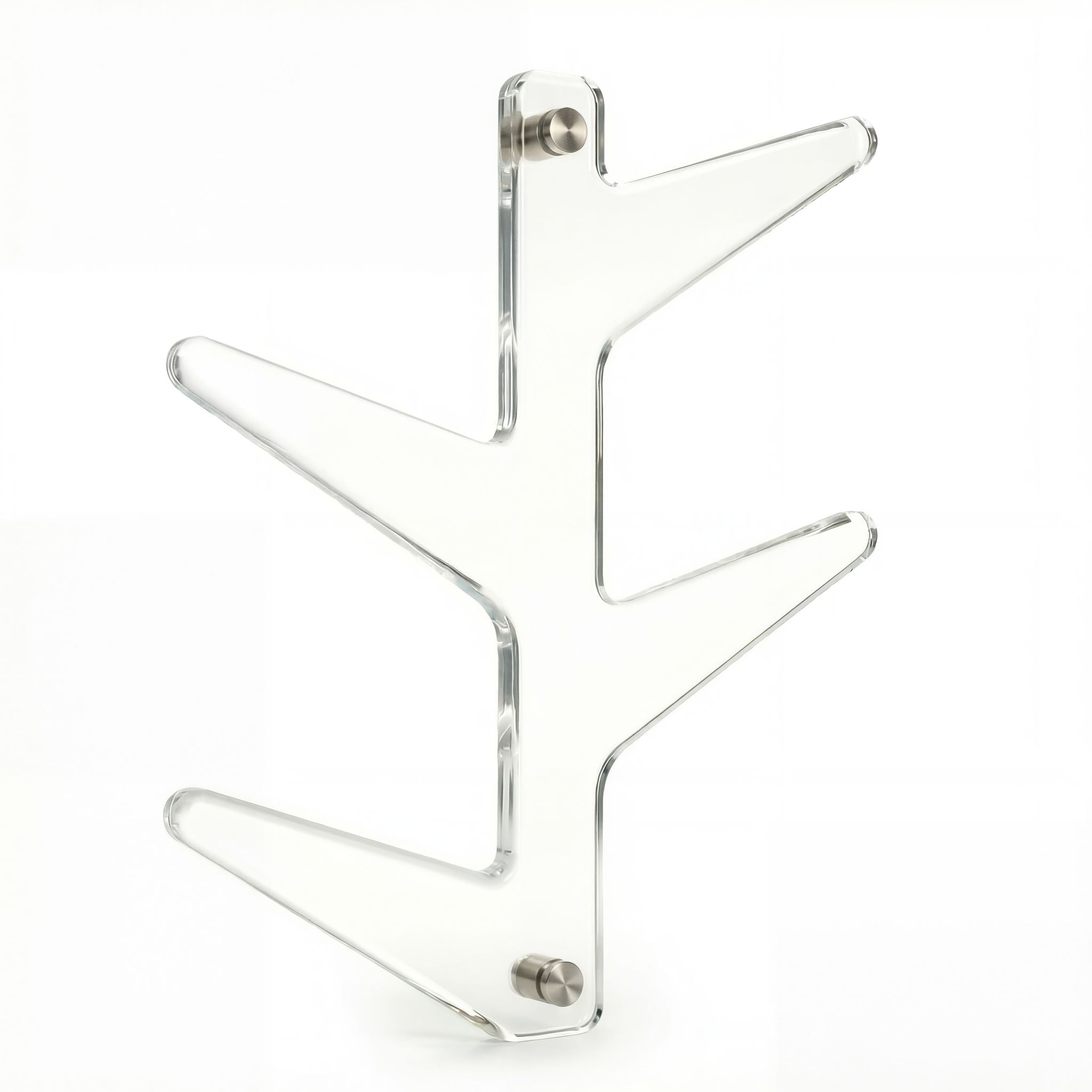 Cortesi Home Space Saver Clear Acrylic Wall Mounted 4 Hook Hanging Storage Organizer Coat Rack, Brushed Nickel