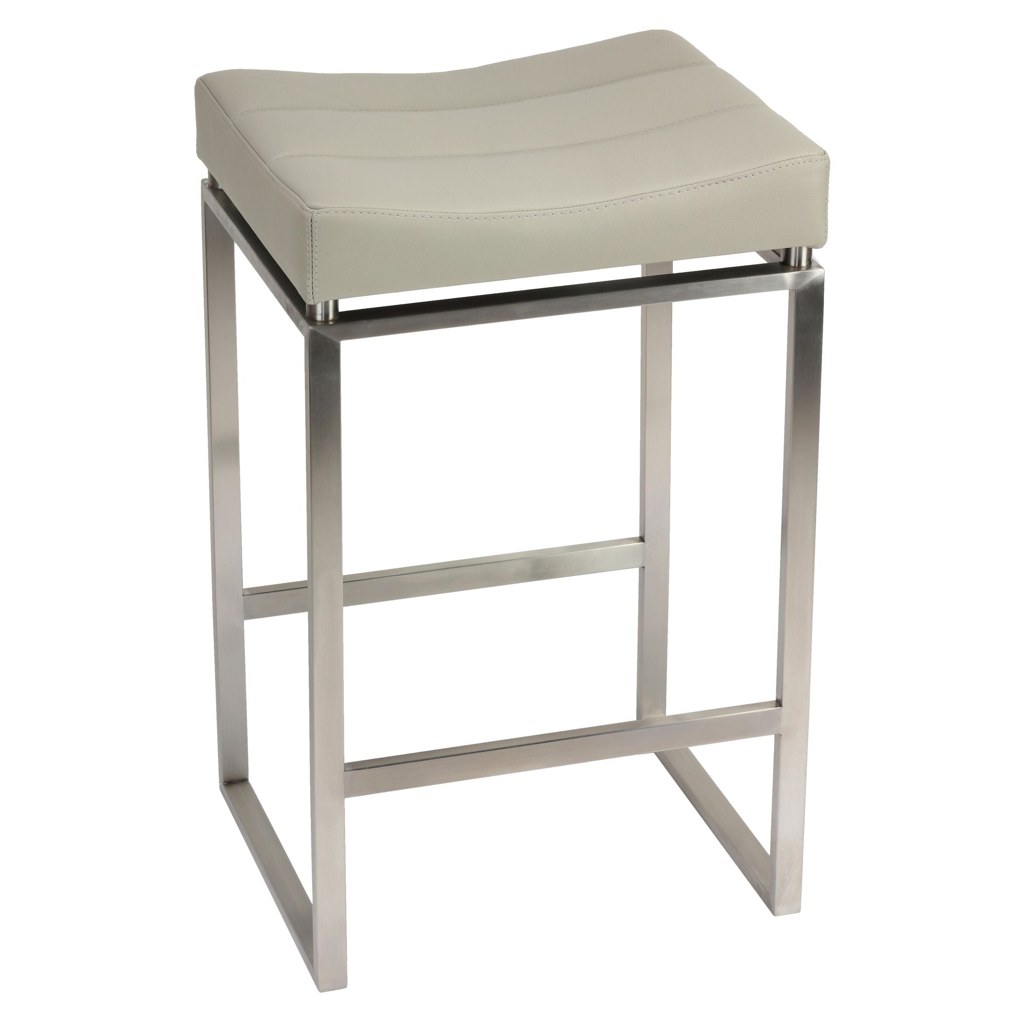 Isis Counter-Height Stool in Brushed Stainless Steel, Light Grey