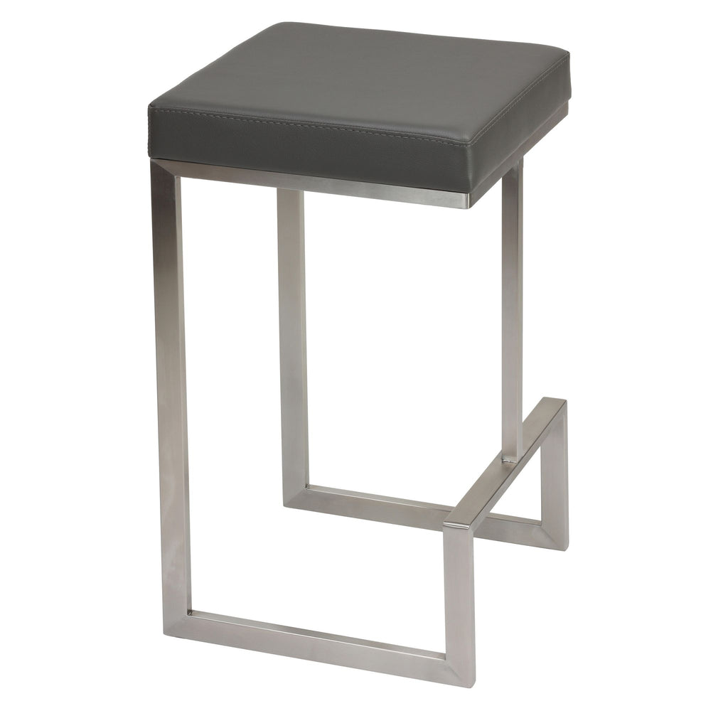 Ares Counter Height Stools in Brushed Stainless Steel, Set of 2, Grey