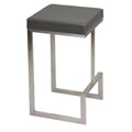 Ares Counter Height Stools in Brushed Stainless Steel, Set of 2, Grey