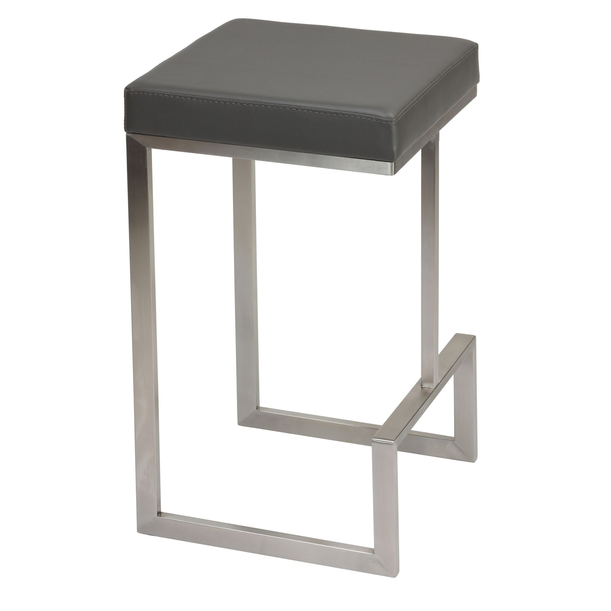 Ares Counter Height Stools in Brushed Stainless Steel, Set of 2, Grey