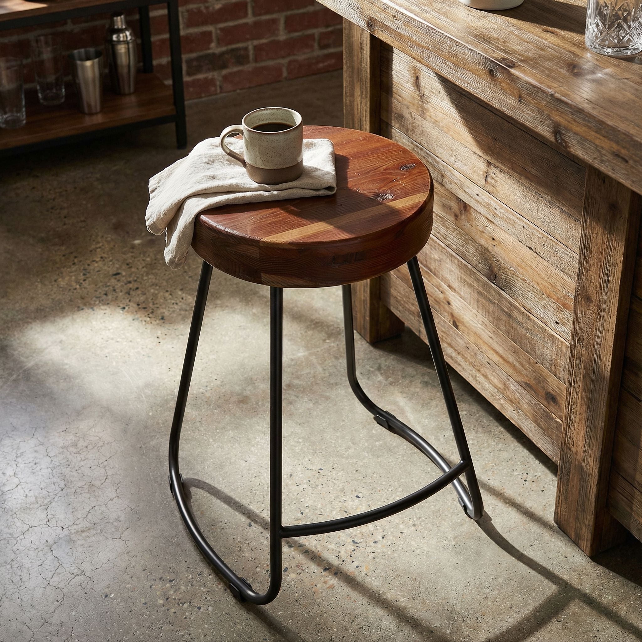 Boone Counterstool in Driftwood and Metal Legs