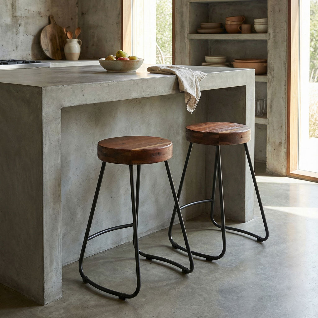 Boone Counterstool in Driftwood and Metal Legs