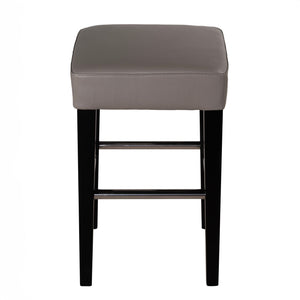 Cortesi Home Delta Counter Stool in Genuine Leather with Black Legs, Taupe Grey