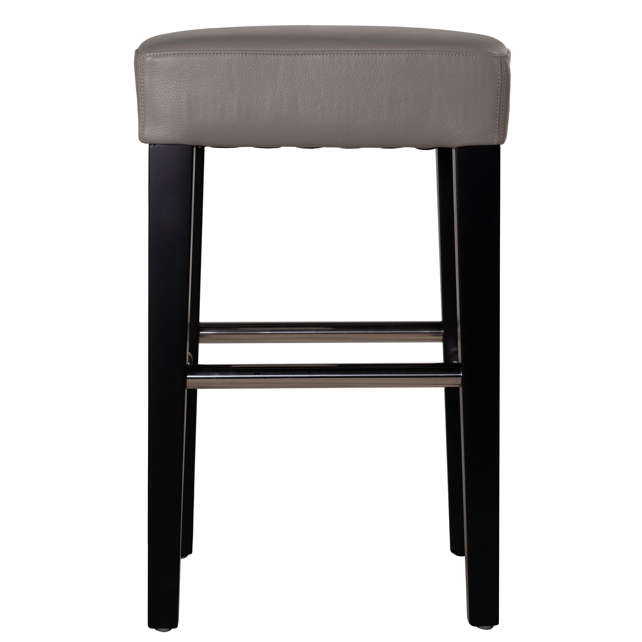Delta Counter Stool in Genuine Leather with Black Legs, Taupe Grey