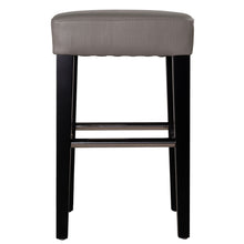 Cortesi Home Delta Counter Stool in Genuine Leather with Black Legs, Taupe Grey